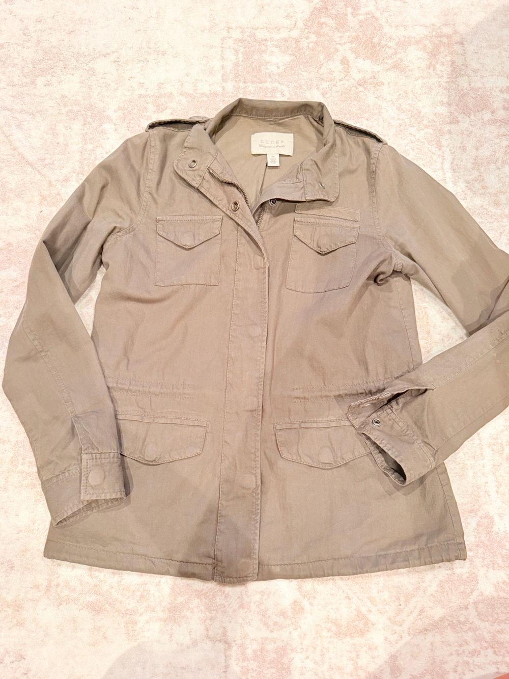 hinge Olive-Taupe Utility Jacket with Front Flap Pockets